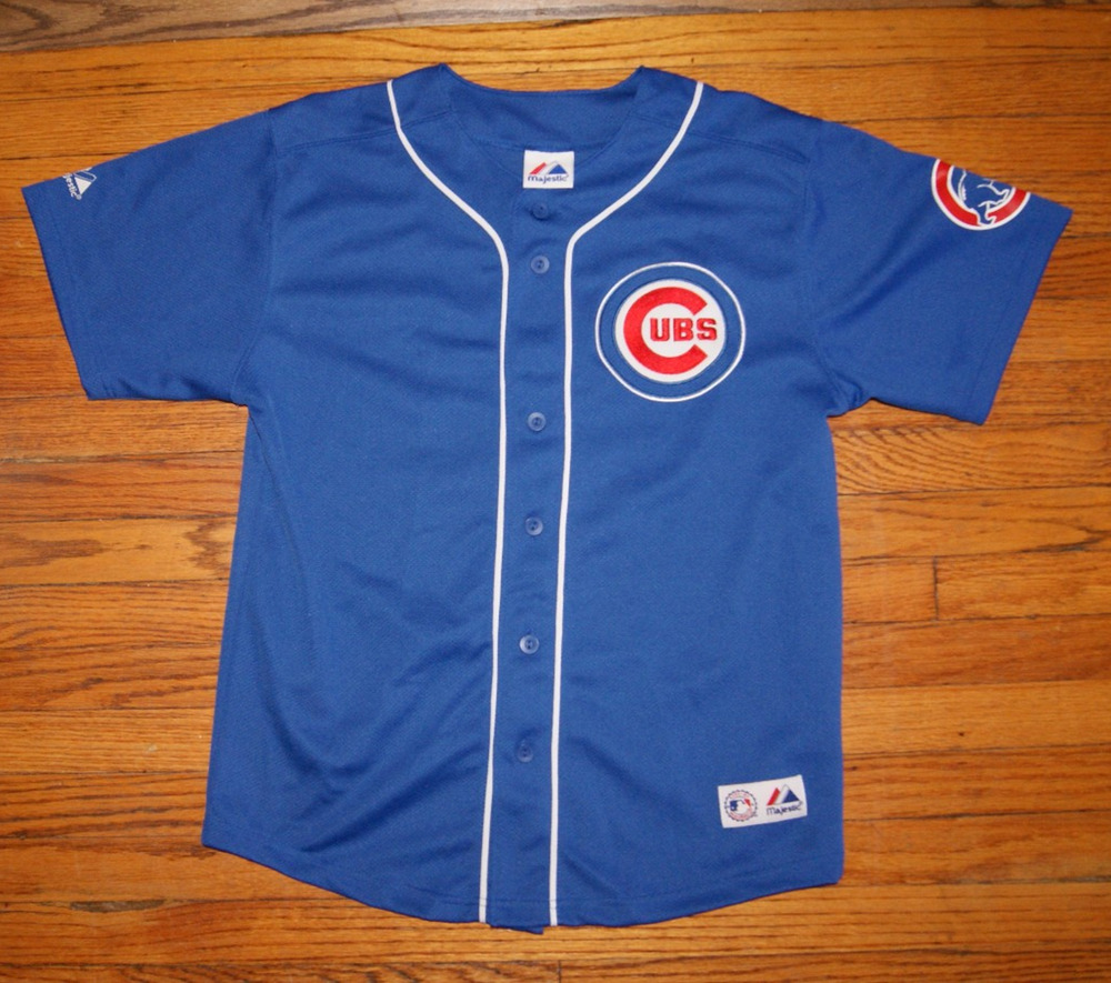 Chicago Cubs Derek Lee #25 Blue Button Jersey Youth XL (14/16) Majestic EUC